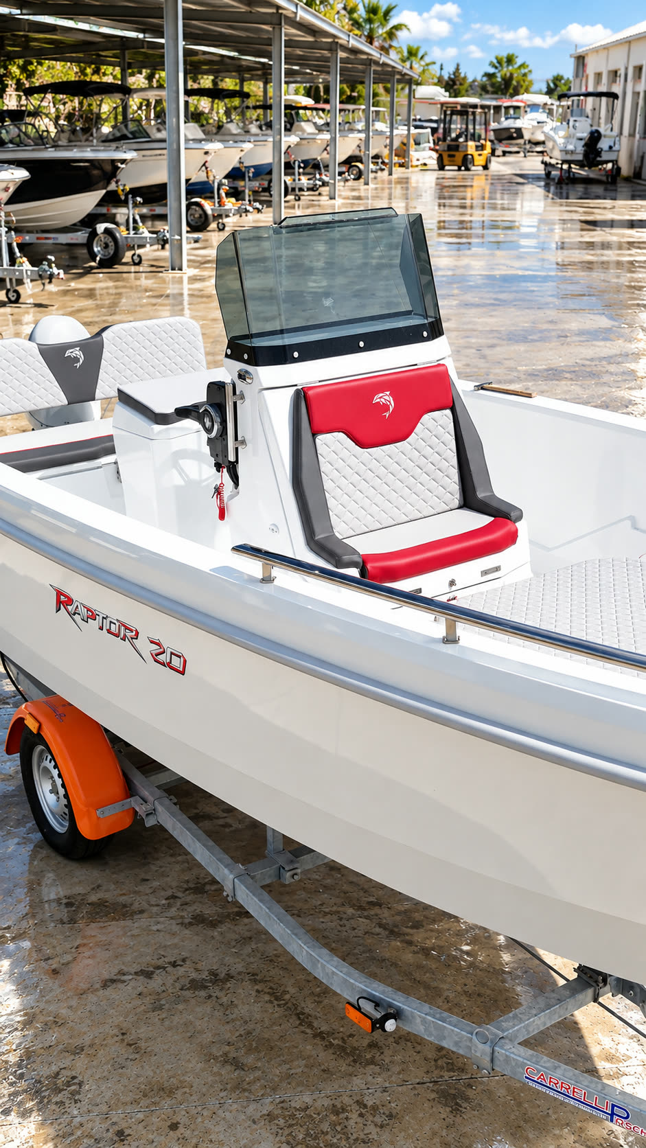 Dolphin Marine Raptor 20 — il pozzetto, sul carrello di alaggio