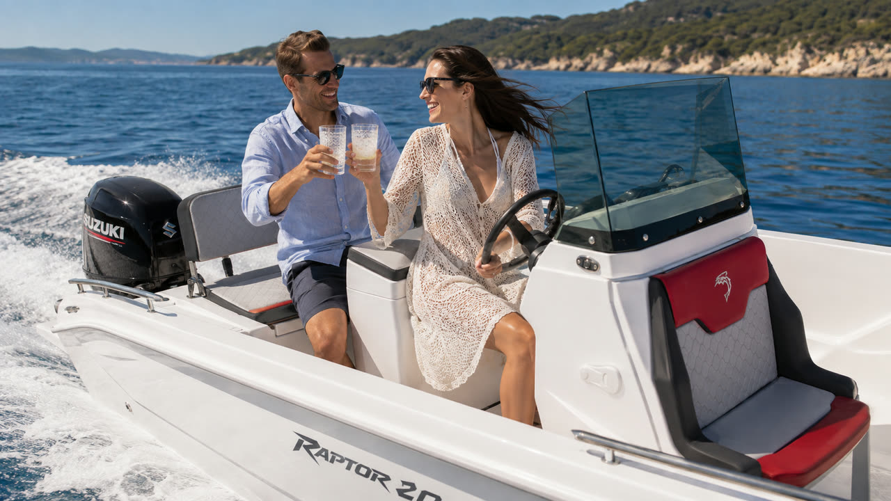 Dolphin Marine Raptor 20 — il pozzetto, nel mare del Salento